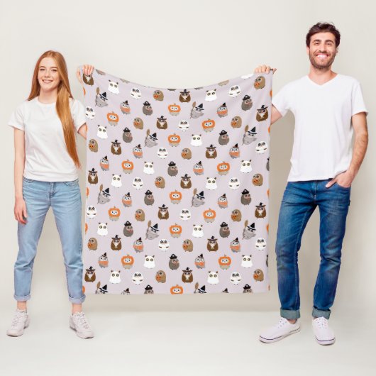 愛らしいハロウィーンフイルズパターン フリースブランケット (インサイチュ)
