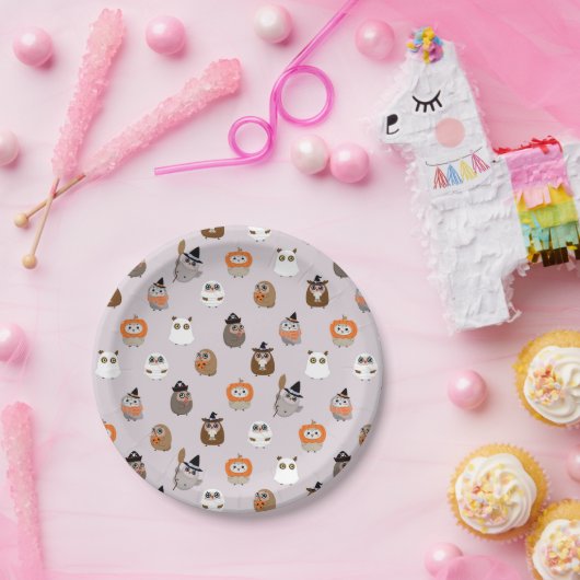 愛らしいハロウィーンフイルズパターン ペーパープレート (パーティー)