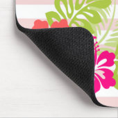 愛らしいハワイアンヒビスクスストライプ、-パーソナライズされた マウスパッド (コーナー)