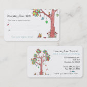愛らしいハートツリーと鳥のアポイントメントリマインダー 名刺 (正面/裏面)