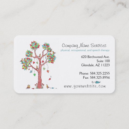 愛らしいハートツリーと鳥のアポイントメントリマインダー 名刺 (裏面)
