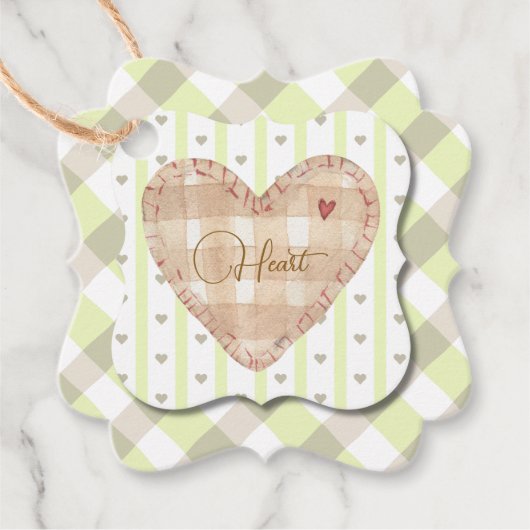 愛らしいハートパターモダンンのバレンタイングリーン フェイバータグ (正面)