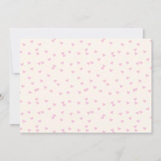 愛らしいハート女の子ベビーシャワーありがとう サンキューカード (裏面)