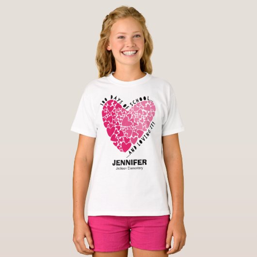 愛らしいハート100日の学校と愛 Tシャツ (正面フル)