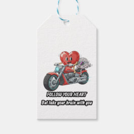 愛らしいバイクのギフト 心臓型のキャラクターがバイクに乗る ギフトタグ