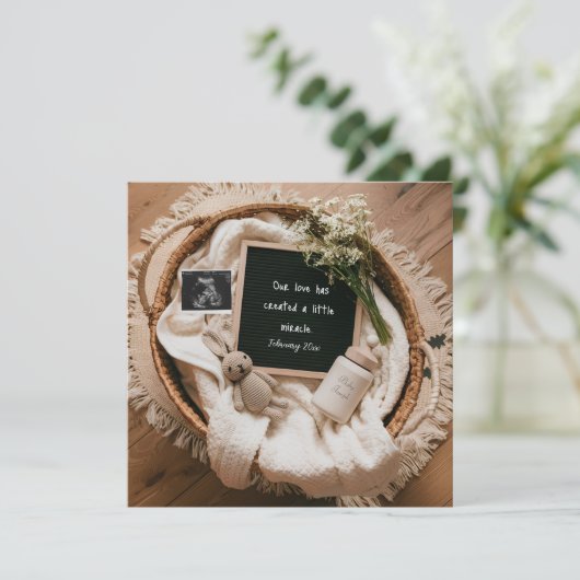 愛らしいバスケット素朴妊娠の発表 シーズンカード (スタンド正面)