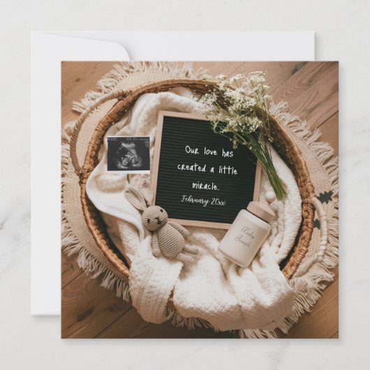 愛らしいバスケット素朴妊娠の発表 シーズンカード (正面)