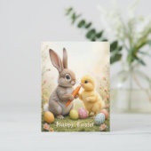 愛らしいバニーとシック・イースター シーズンポストカード (スタンド正面)