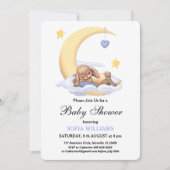 愛らしいバニーと赤ちゃんシャワーの招待。 招待状 (正面)