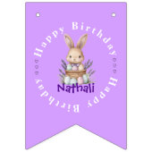 愛らしいバニーをテーマにした誕生日 バンティングフラッグ (第1の旗)