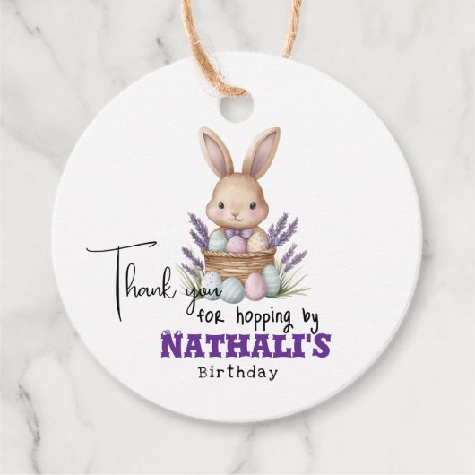 愛らしいバニーをテーマにした誕生日 フェイバータグ (正面)