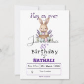 愛らしいバニーをテーマにした誕生日 招待状 (正面)