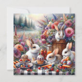 愛らしいバニーイースターピクニックブランチウッドランド シーズンカード (正面)
