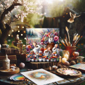 愛らしいバニーイースターピクニックブランチウッドランド シーズンカード