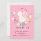愛らしいバニーイースターブランチディナー 招待状 (正面)