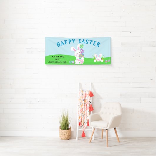 愛らしいバニーカラフルイースターエッグ狩りバナー 横断幕 (インサイチュ)