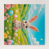 愛らしいバニーカラフル春草原 ジグソーパズル (横)