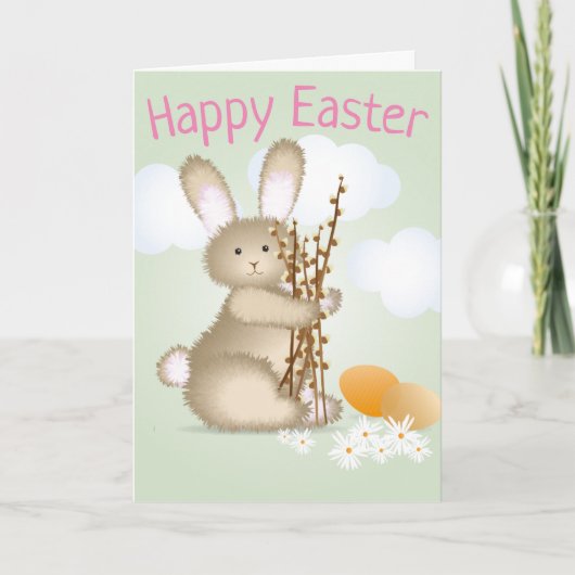 愛らしいバニーハッピーイースター カード (正面)