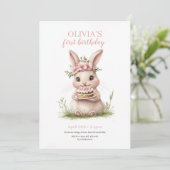 愛らしいバニーファースト誕生日招待状🎀🐰 招待状 (スタンド正面)