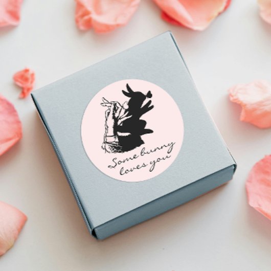 愛らしいバニーラブプンブラックハンドシャドーオンピンク ラウンドシール