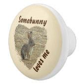 愛らしいバニー写真動物パン大ハート セラミックノブ (右)