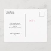 愛らしいバニー女の子の赤ちゃんシャワー日付を保存 案内ポストカード (裏面)