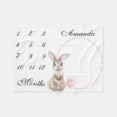 愛らしいバニー新生児乳児マイルストーンフォト フリースブランケット (正面(横))