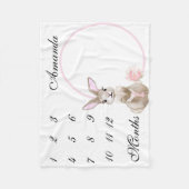 愛らしいバニー新生児乳児マイルストーンフォト フリースブランケット (正面)