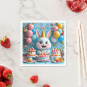 愛らしいバニー祝ズ誕生日 スタンダードカクテルナプキン (インサイチュ)
