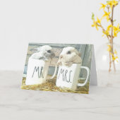 愛らしいバニー記念日カード カード (黄色い花)