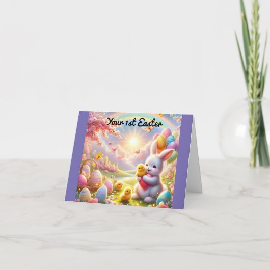 愛らしいバニー1stイースターホリデーカード シーズンカード (正面)
