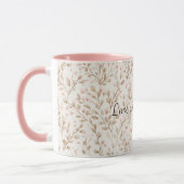 愛らしいバラ色のクリーム色の花 マグカップ (左)