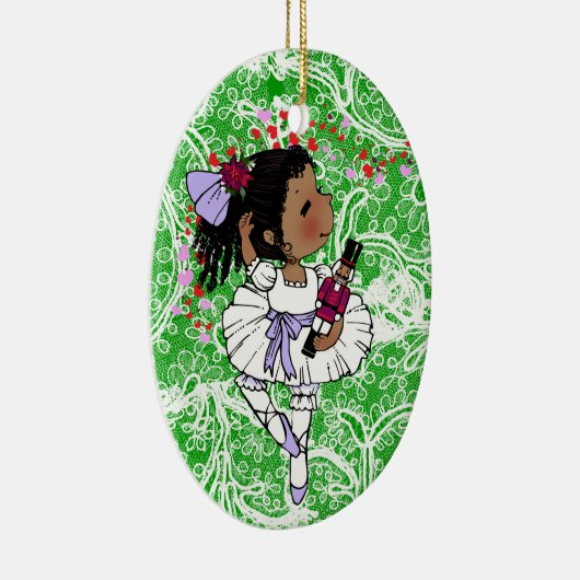 愛らしいバレリーナのアフリカ系アメリカ人の女の子 セラミックオーナメント (右)