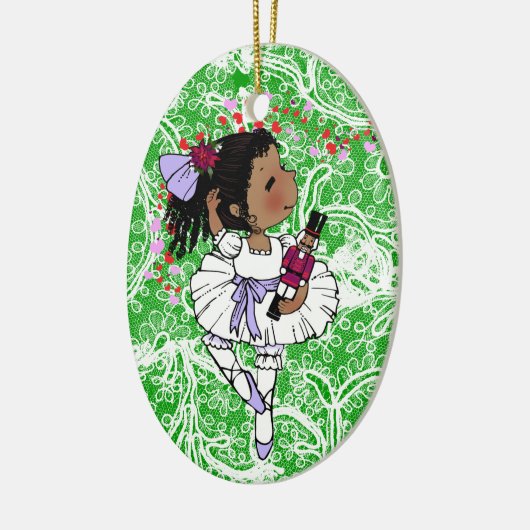 愛らしいバレリーナのアフリカ系アメリカ人の女の子 セラミックオーナメント (左)