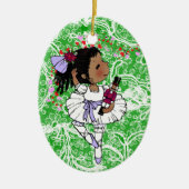 愛らしいバレリーナのアフリカ系アメリカ人の女の子 セラミックオーナメント (正面)