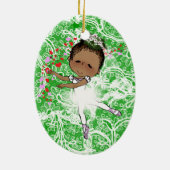 愛らしいバレリーナのアフリカ系アメリカ人の女の子 セラミックオーナメント (裏面)