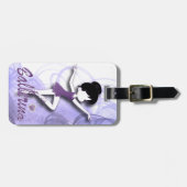 愛らしいバレリーナのダンサー| DIYの文字|の紫色 ラゲッジタグ (正面横)