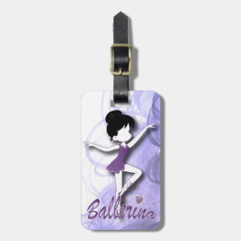 愛らしいバレリーナのダンサー| DIYの文字|の紫色 ラゲッジタグ