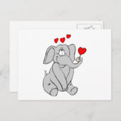 愛らしいバレンタインキャラクターかわいい象ハート シーズンポストカード (正面/裏面)