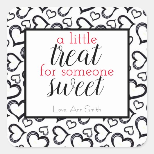 愛らしいバレンタインデーに少しお祝い スクエアシール (正面)