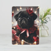 愛らしいバレンタインデーのパグのグリーティングカード シーズンカード (スタンド正面)