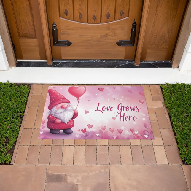 愛らしいバレンタインデー格言とハートバルーン ドアマット (室外)