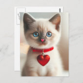 愛らしいバレンタインハートの襟 ポストカード (正面/裏面)