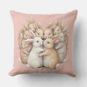 愛らしいバンニーズインザコージーパステルハグイラストレーション アウトドアクッション (正面)