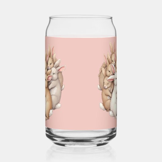 愛らしいバンニーズインザコージーパステルハグイラストレーション ガラス缶 (右)