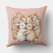 愛らしいバンニーズインザコージーパステルハグイラストレーション クッション (裏面)