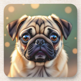 愛らしいパグのアップ | かわいい犬 コースター