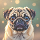 愛らしいパグのアップ | かわいい犬 シール (正面)