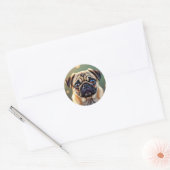 愛らしいパグのアップ | かわいい犬 ラウンドシール (封筒)