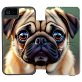 愛らしいパグのアップ | かわいい犬 INCIPIO iPhoneウォレットケース (フォリオ Open)